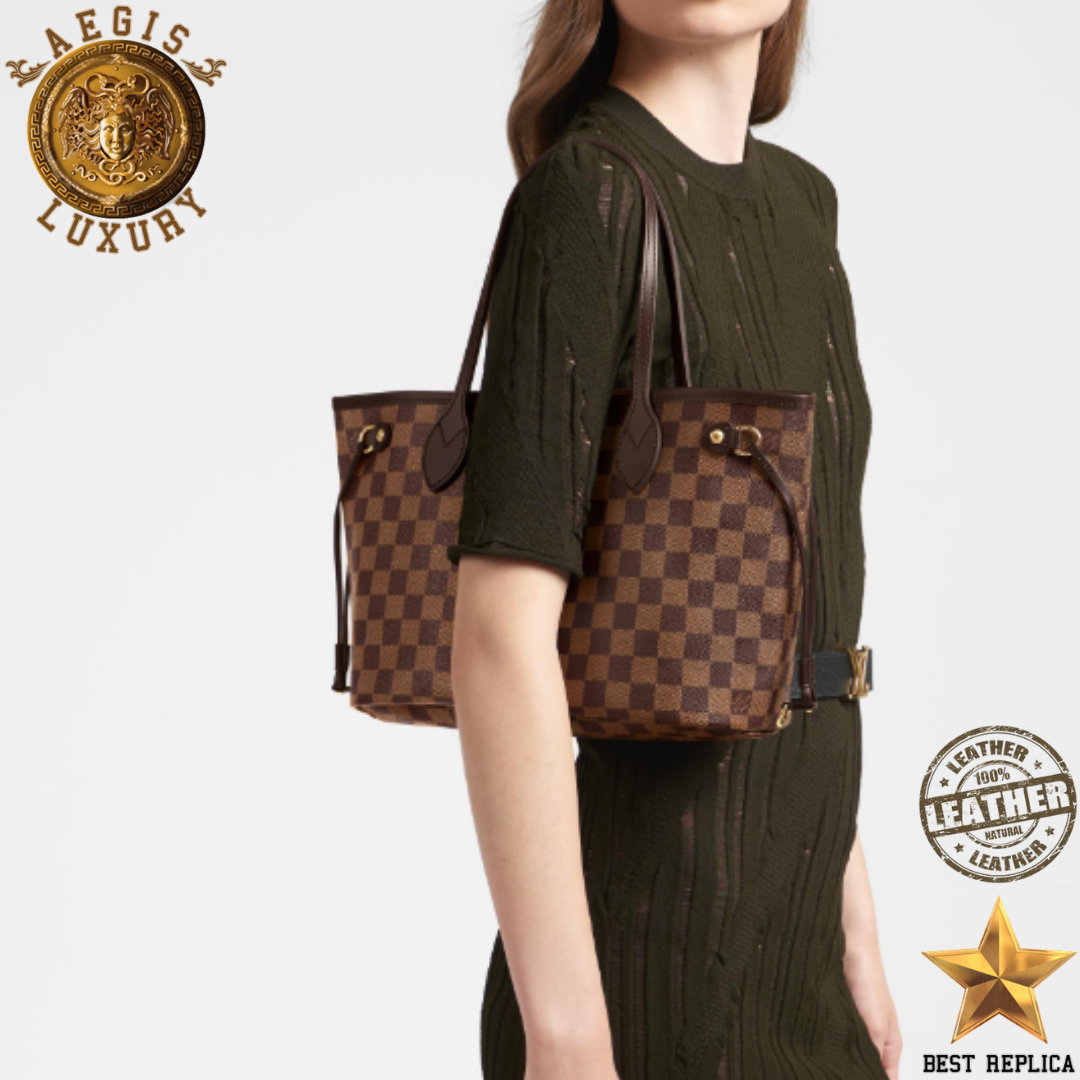 replica damier ebene canvas neverfull pm louis vuitton luxury everyday tote premium style buvola