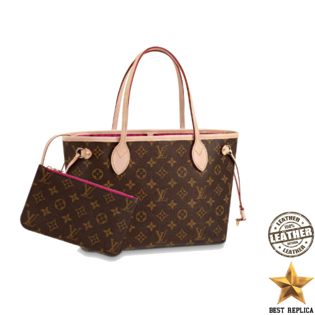 replica louis vuitton neverfull pm monogram luxury designer tote bag buvola