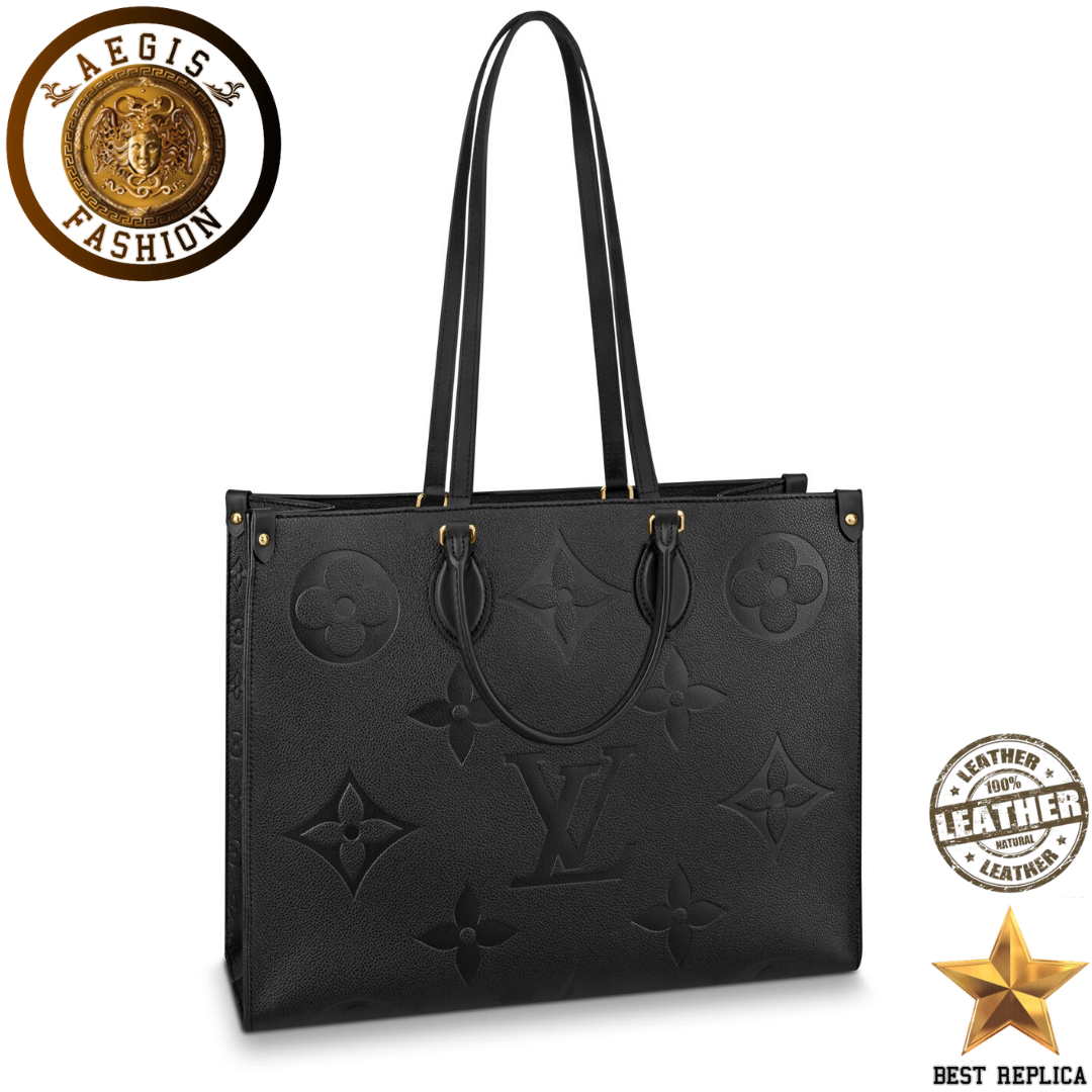 replica black leather louis vuitton onthego gm premium designer handbag buvola
