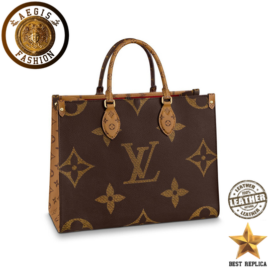replica louis vuitton onthego mm monogram reverse canvas luxury designer handbag buvola