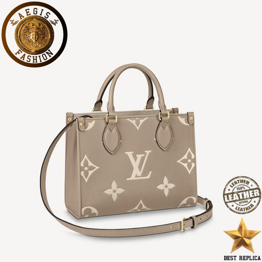replica louis vuitton onthego pm tourterelle beige cream luxury designer handbag buvola