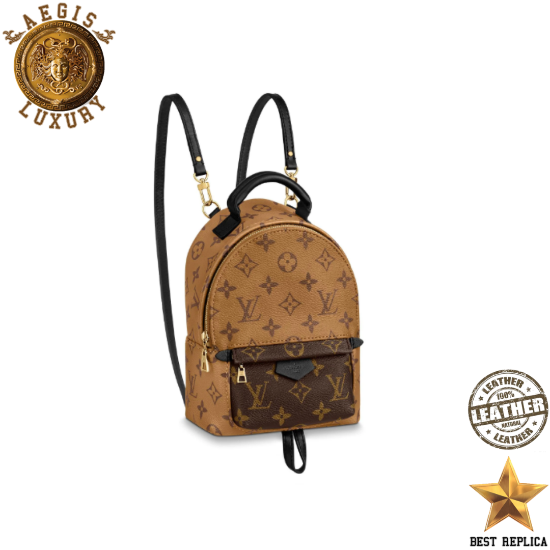replica louis vuitton palm springs mini monogram reverse canvas luxury designer backpack buvola