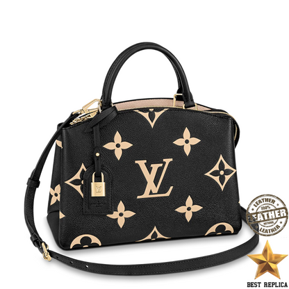 replica louis vuitton petit palais bicolor monogram empreinte luxury designer handbag buvola
