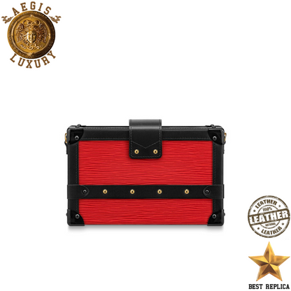 replica louis vuitton epi leather coquelicot red petite malle iconic designer trunk inspired bag buvola