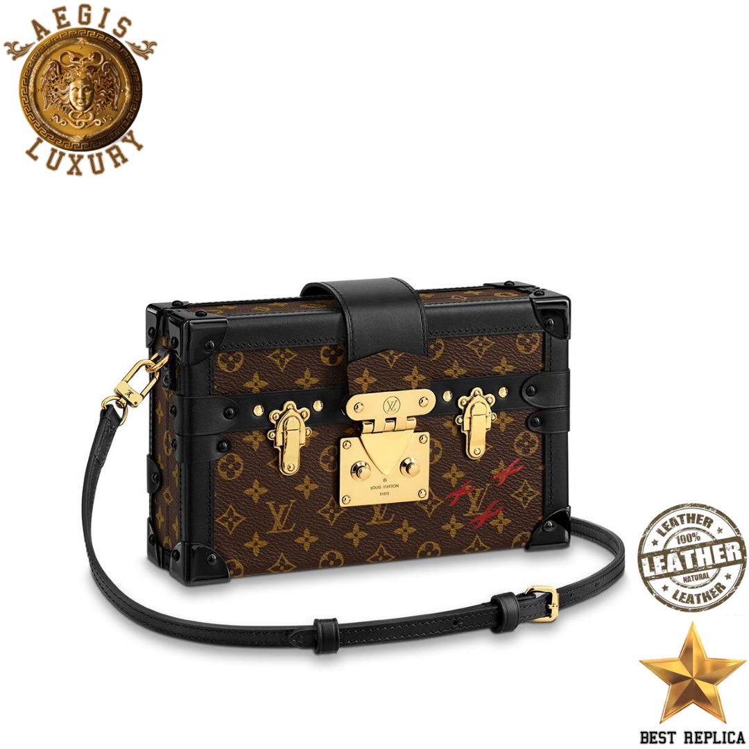 replica louis vuitton petite malle monogram canvas luxury designer mini trunk bag buvola