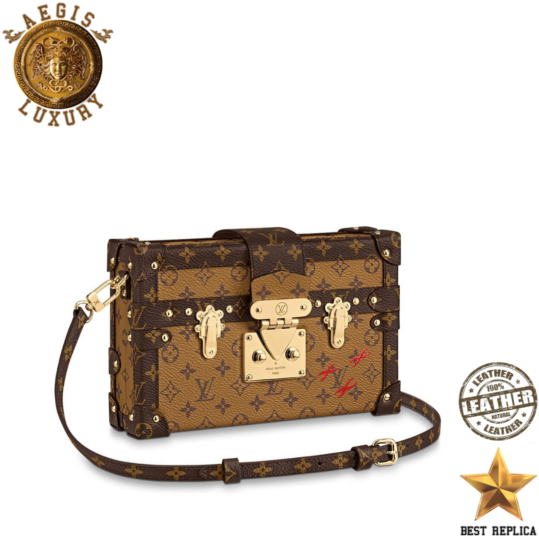 replica louis vuitton petite malle monogram reverse canvas luxury designer mini trunk bag buvola