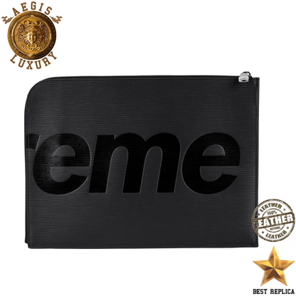 replica supreme black epi leather louis vuitton pochette jour gm premium streetwear accessory buvola
