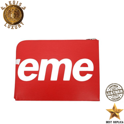replica supreme red epi leather louis vuitton pochette jour gm premium streetwear accessory buvola