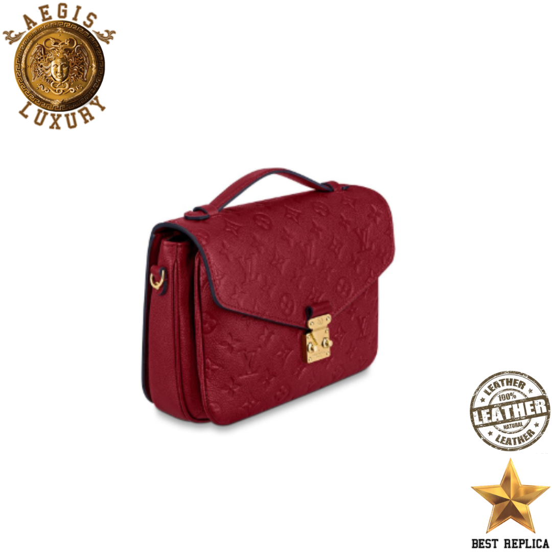 replica pochette metis cherry berry red empreinte leather louis vuitton structured luxury handbag premium style buvola