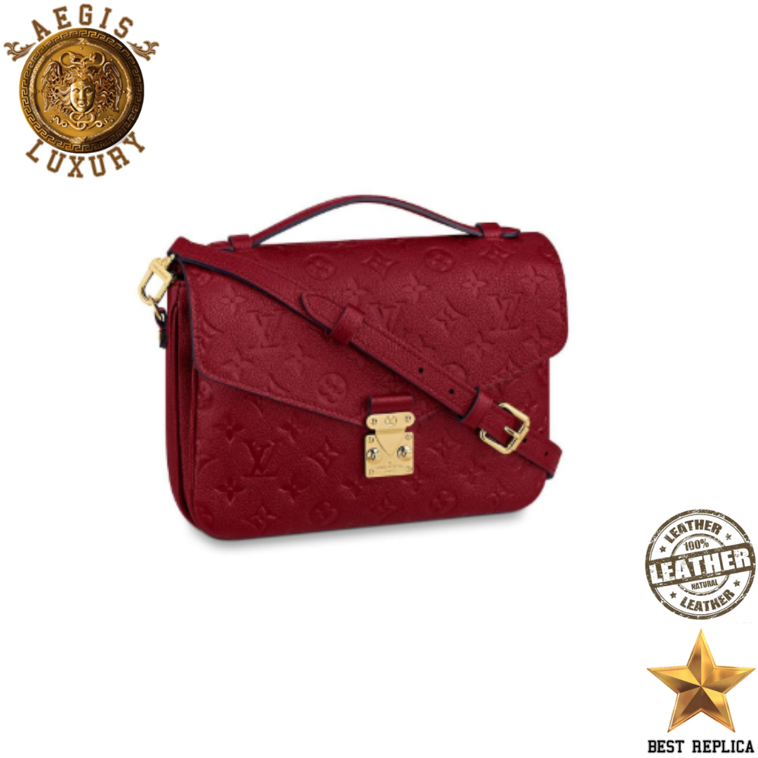 replica louis vuitton pochette metis empreinte leather cherry berry red luxury designer crossbody bag buvola