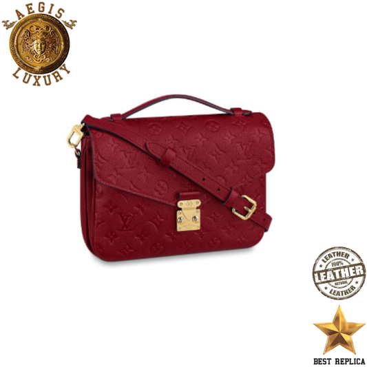 replica louis vuitton pochette metis empreinte leather cherry berry red luxury designer crossbody bag buvola
