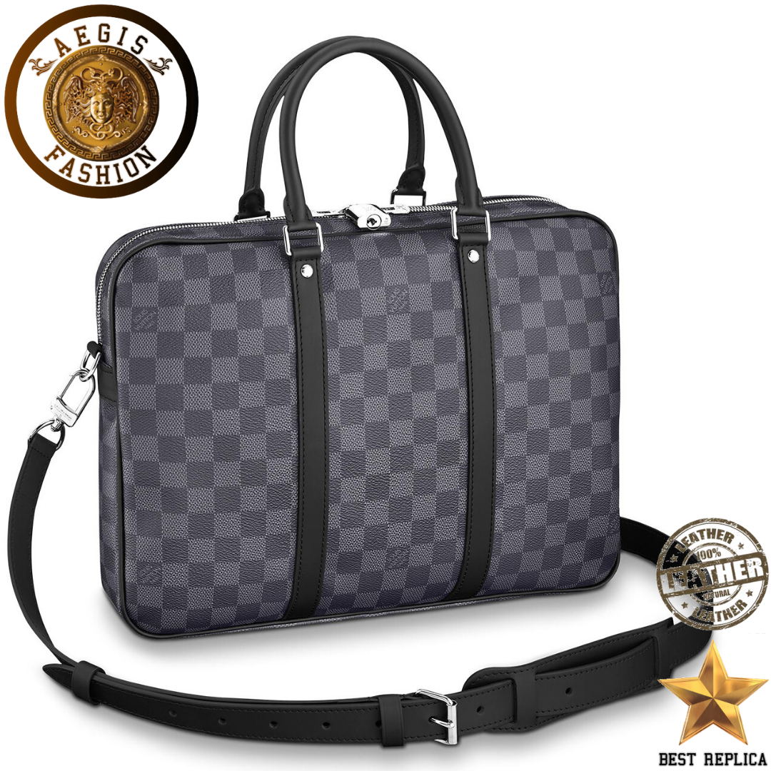 replica louis vuitton porte documents voyage pm damier graphite canvas luxury designer briefcase buvola