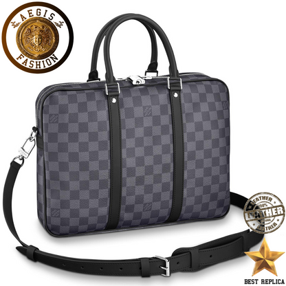 replica louis vuitton porte documents voyage pm damier graphite canvas luxury designer briefcase buvola
