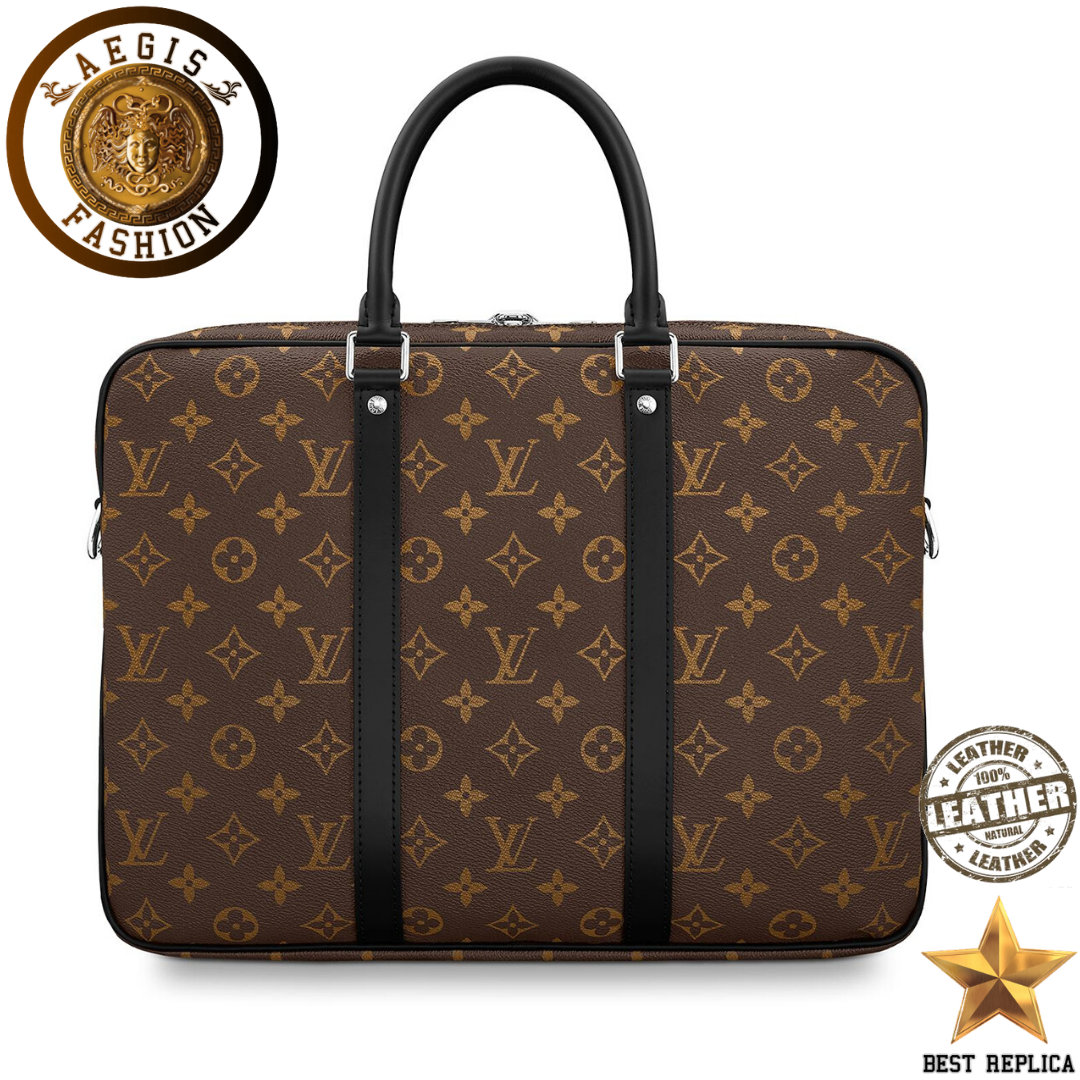 replica louis vuitton porte documents voyage pm monogram macassar luxury office briefcase buvola