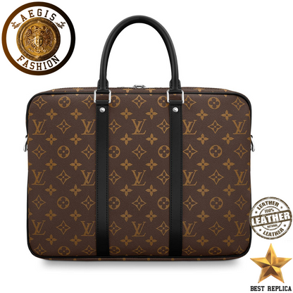 replica louis vuitton porte documents voyage pm monogram macassar luxury office briefcase buvola