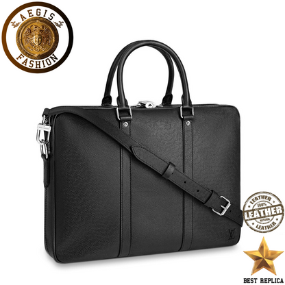 replica louis vuitton porte documents voyage pm taiga leather luxury designer briefcase buvola