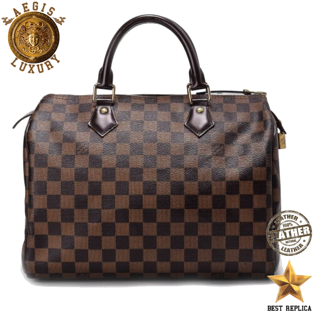 replica Louis Vuitton Speedy 30 Damier Ebene styled in a minimal lifestyle setting