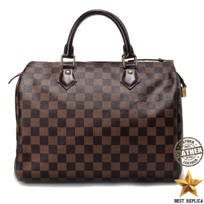 replica Louis Vuitton Speedy 30 Damier Ebene styled in a minimal lifestyle setting