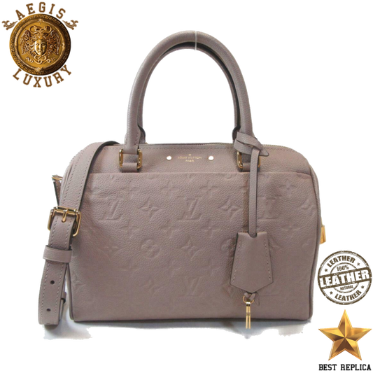 replica louis vuitton speedy bandouliere 25 empreinte leather tourterelle luxury designer handbag buvola