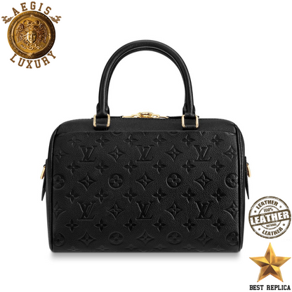 replica louis vuitton monogram empreinte leather black speedy 25 iconic designer bag buvola
