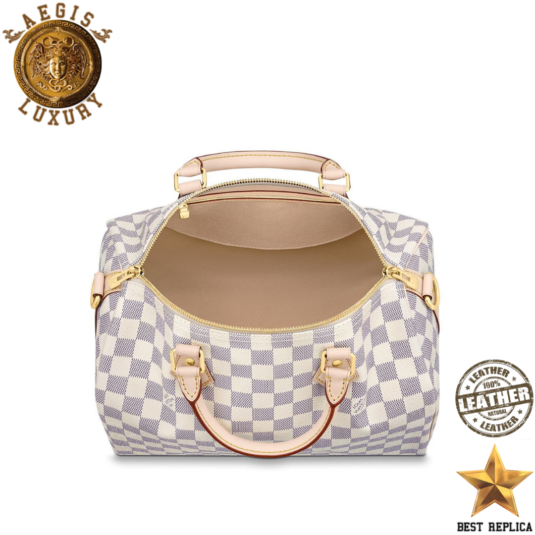 replica lv damier azur canvas speedy 30 bandouliere premium designer crossbody and shoulder bag buvola