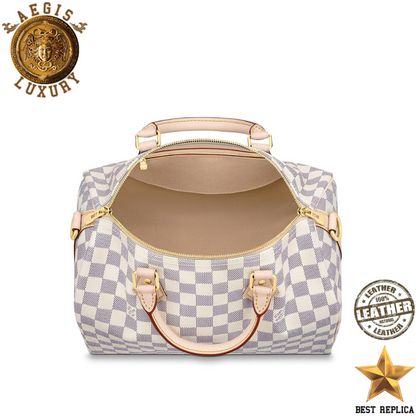 replica lv damier azur canvas speedy 30 bandouliere premium designer crossbody and shoulder bag buvola