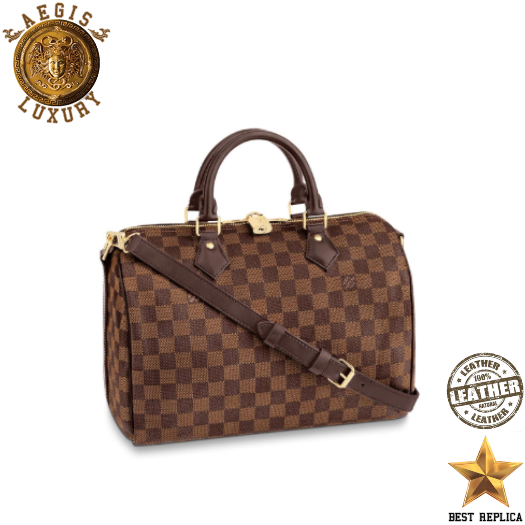 replica louis vuitton speedy 30 damier ebene coated canvas classic luxury handbag timeless design buvola