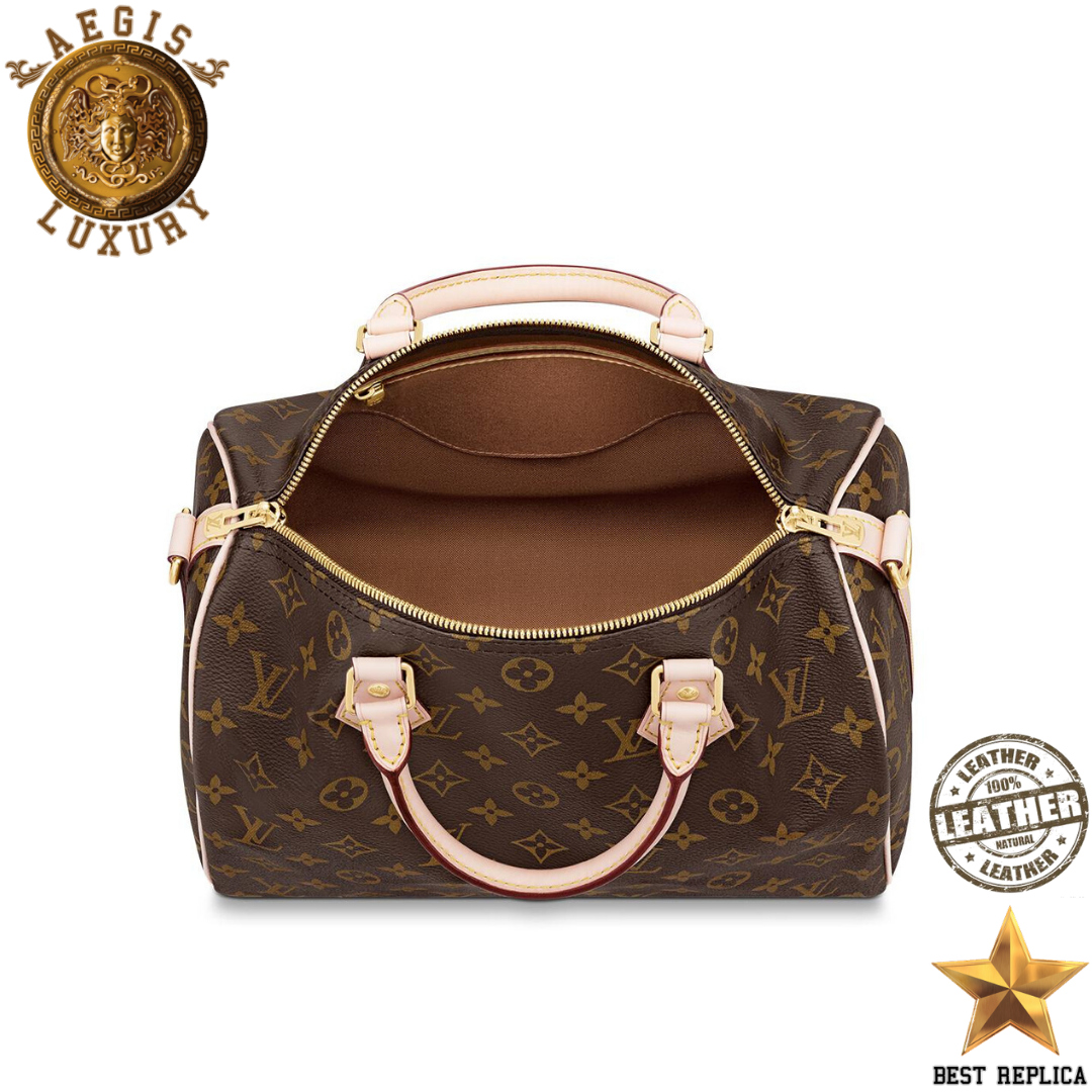 replica lv monogram canvas speedy 30 bandouliere premium designer shoulder and crossbody bag buvola