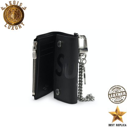 replica supreme black epi leather louis vuitton chain wallet premium streetwear accessory buvola