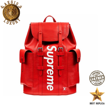 replica supreme red louis vuitton christopher backpack premium streetwear accessory buvola