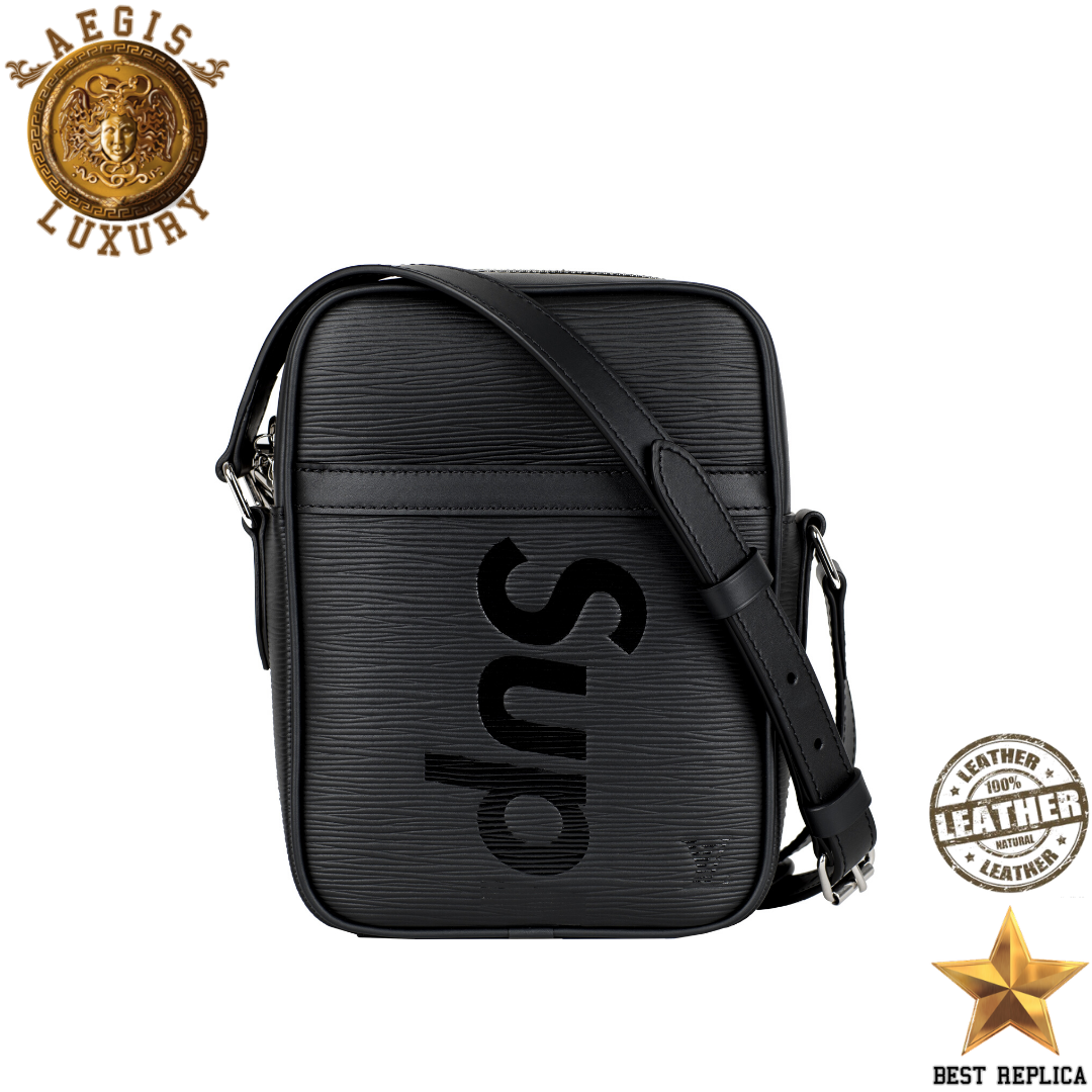 replica louis vuitton supreme danube pm black epi leather luxury designer crossbody bag buvola