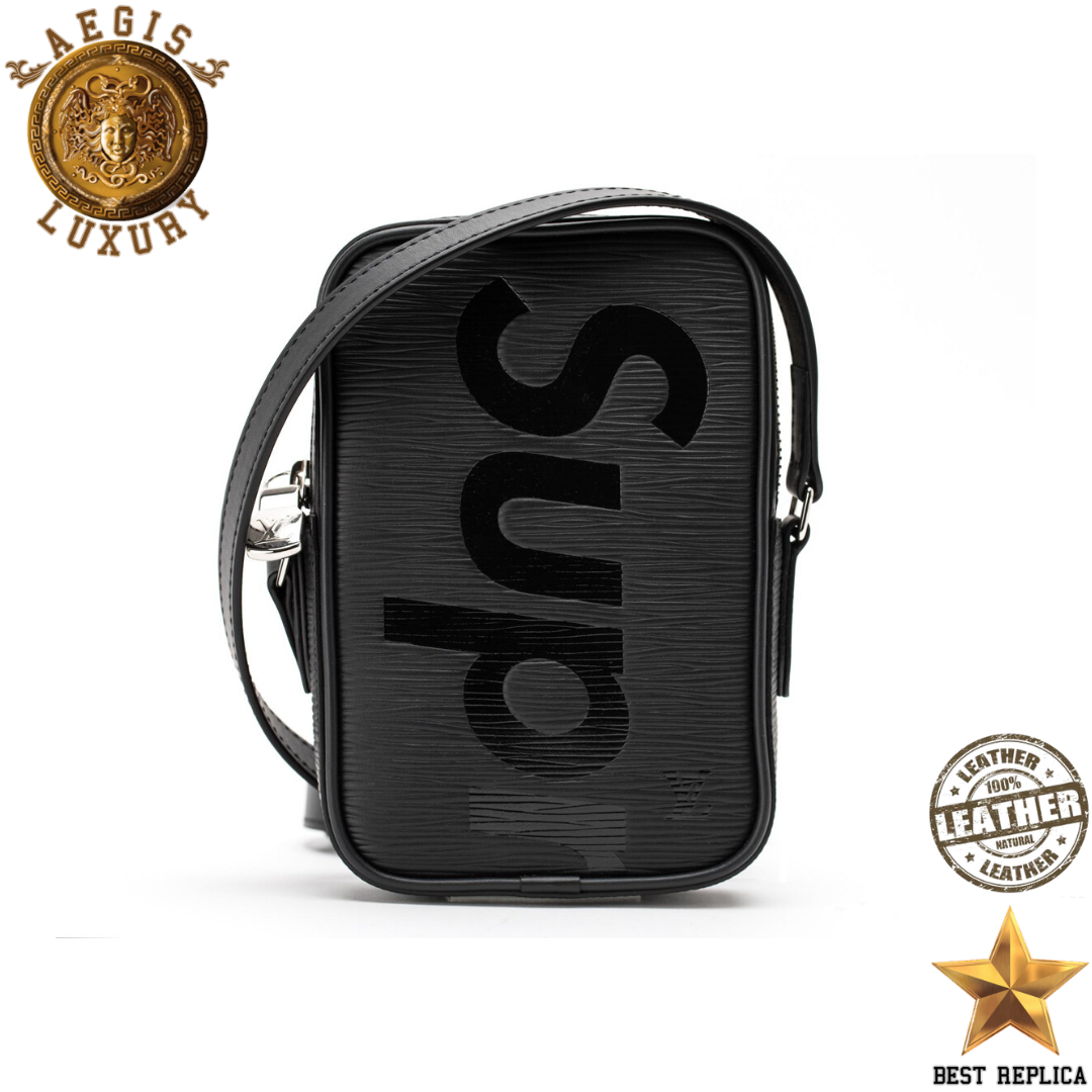 replica louis vuitton supreme danube ppm black epi leather luxury designer crossbody bag buvola