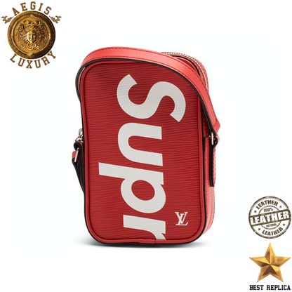 replica louis vuitton supreme danube ppm red epi leather luxury designer crossbody bag buvola