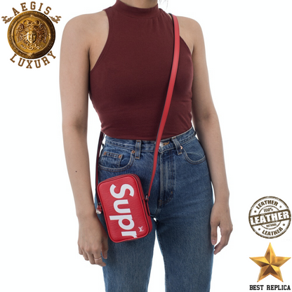 replica louis vuitton supreme red danube ppm premium designer small shoulder bag buvola