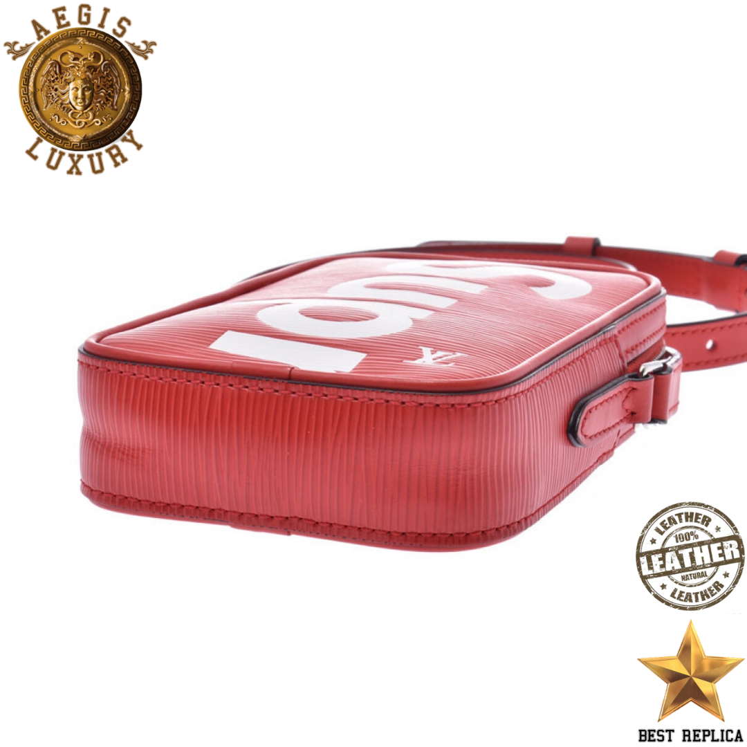 replica louis vuitton supreme red epi leather danube ppm iconic collaboration piece buvola