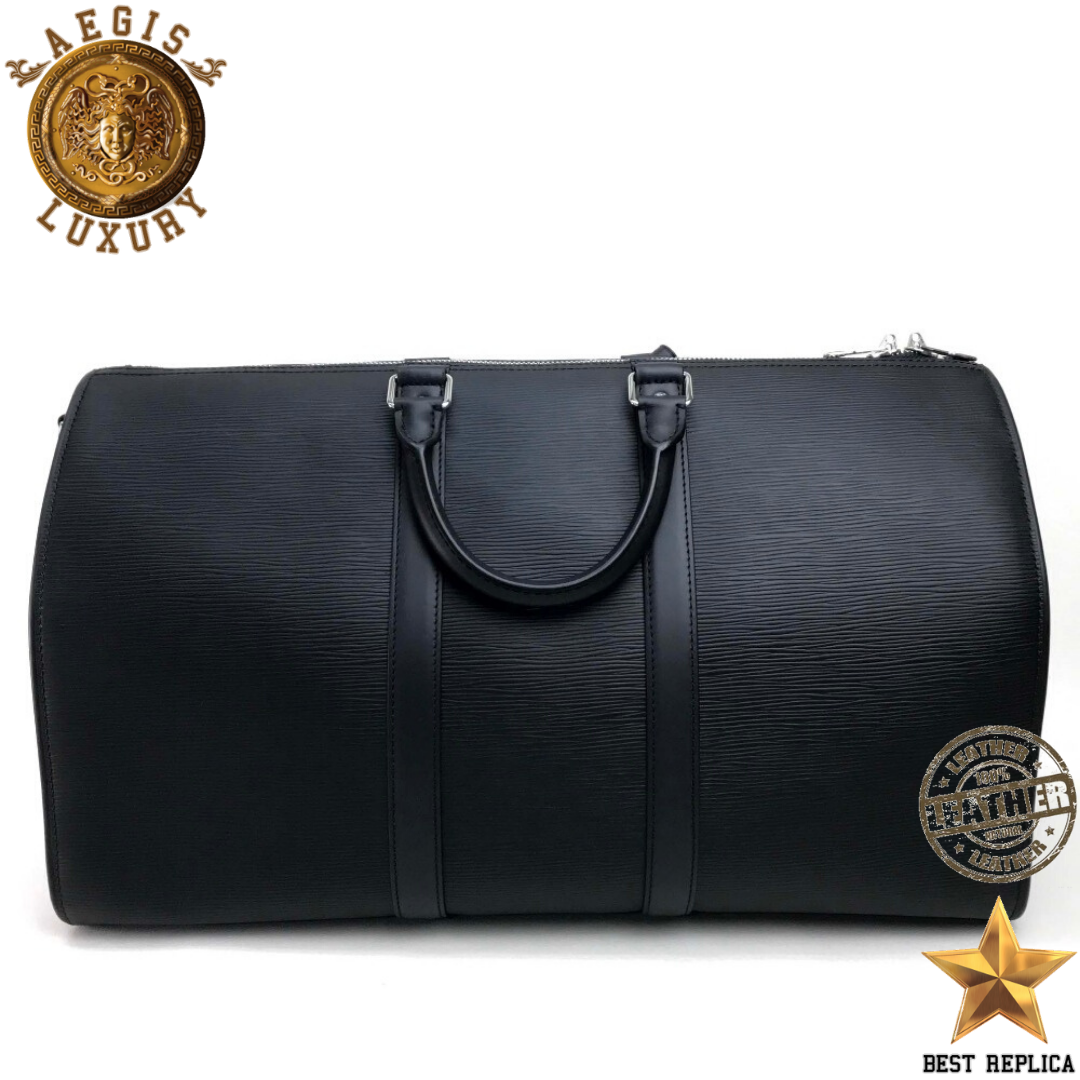 replica supreme black louis vuitton keepall 45 premium streetwear travel bag buvola