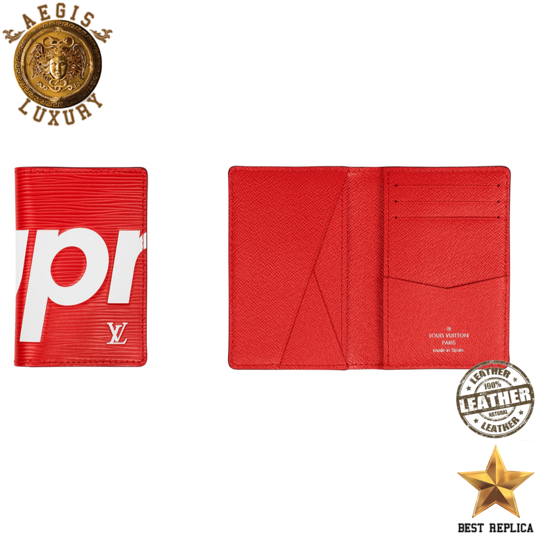 replica supreme red epi leather louis vuitton pocket organizer premium streetwear accessory buvola