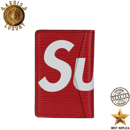replica louis vuitton supreme red pocket organizer premium designer everyday wallet buvola