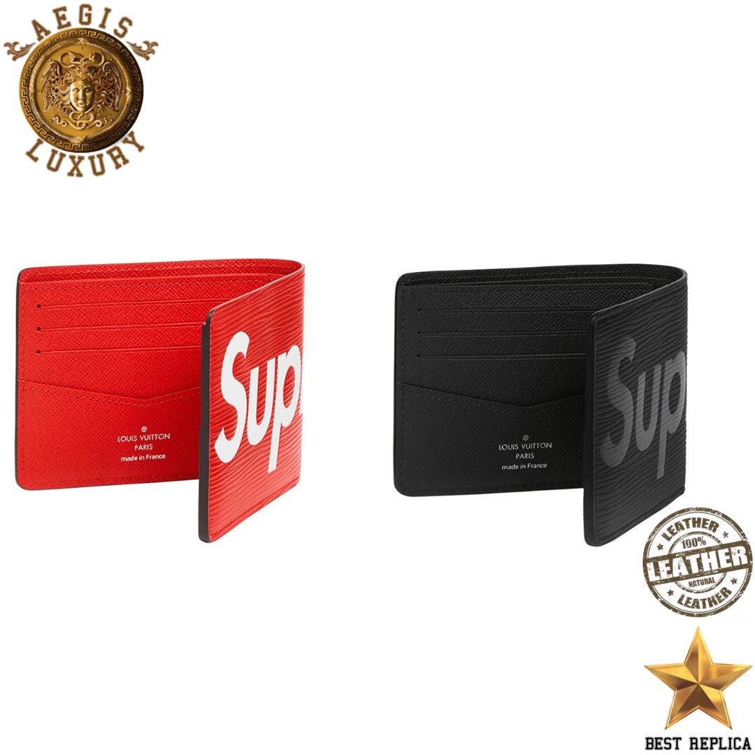 replica louis vuitton supreme wallet red premium designer everyday wallet buvola