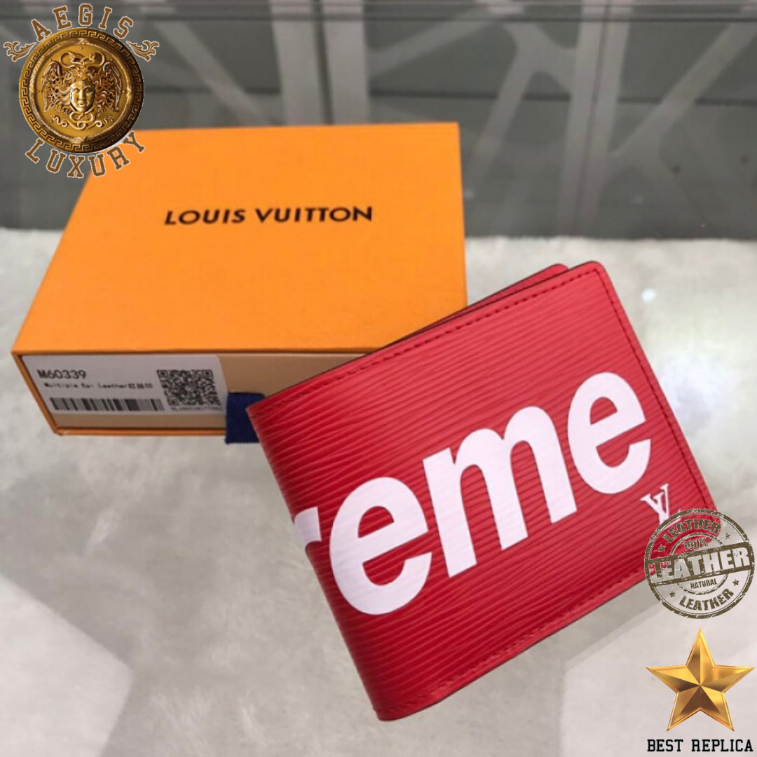 replica supreme wallet red louis vuitton epi leather premium designer wallet buvola