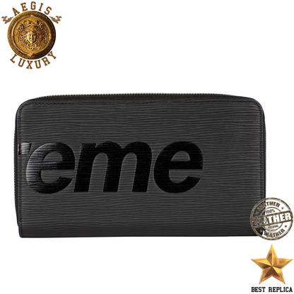replica supreme black epi leather louis vuitton zippy wallet premium streetwear accessory buvola