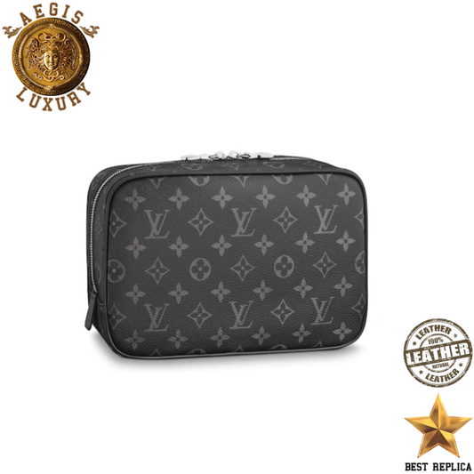 replica louis vuitton toilet pouch gm monogram eclipse luxury designer travel accessory buvola