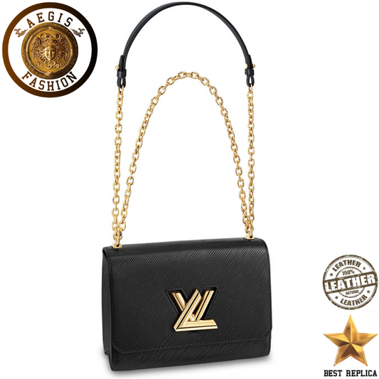 replica louis vuitton twist mm epi leather black luxury designer handbag buvola
