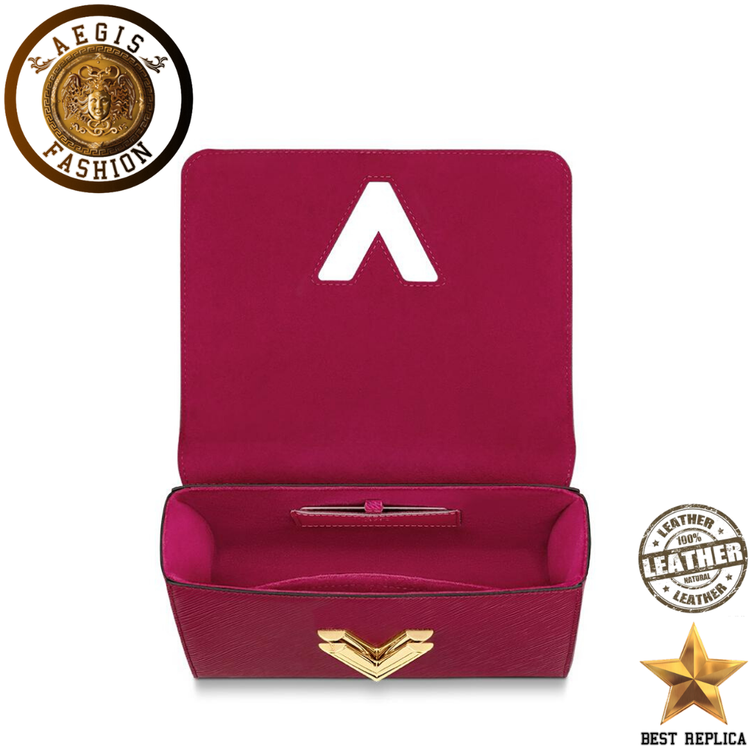 replica louis vuitton twist mm fuchsia structured luxury handbag buvola