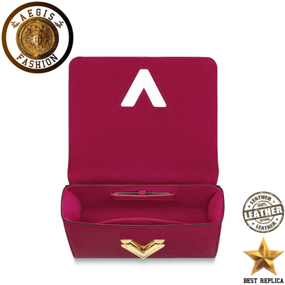 replica louis vuitton twist mm fuchsia structured luxury handbag buvola