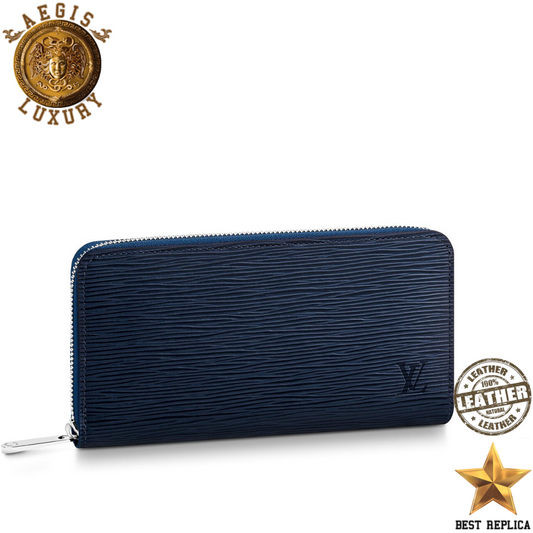 replica louis vuitton zippy wallet epi leather navy blue luxury designer wallet buvola