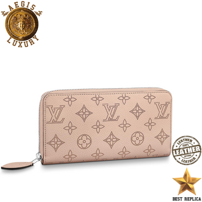 replica louis vuitton zippy wallet mahina leather magnolia pink luxury designer wallet buvola