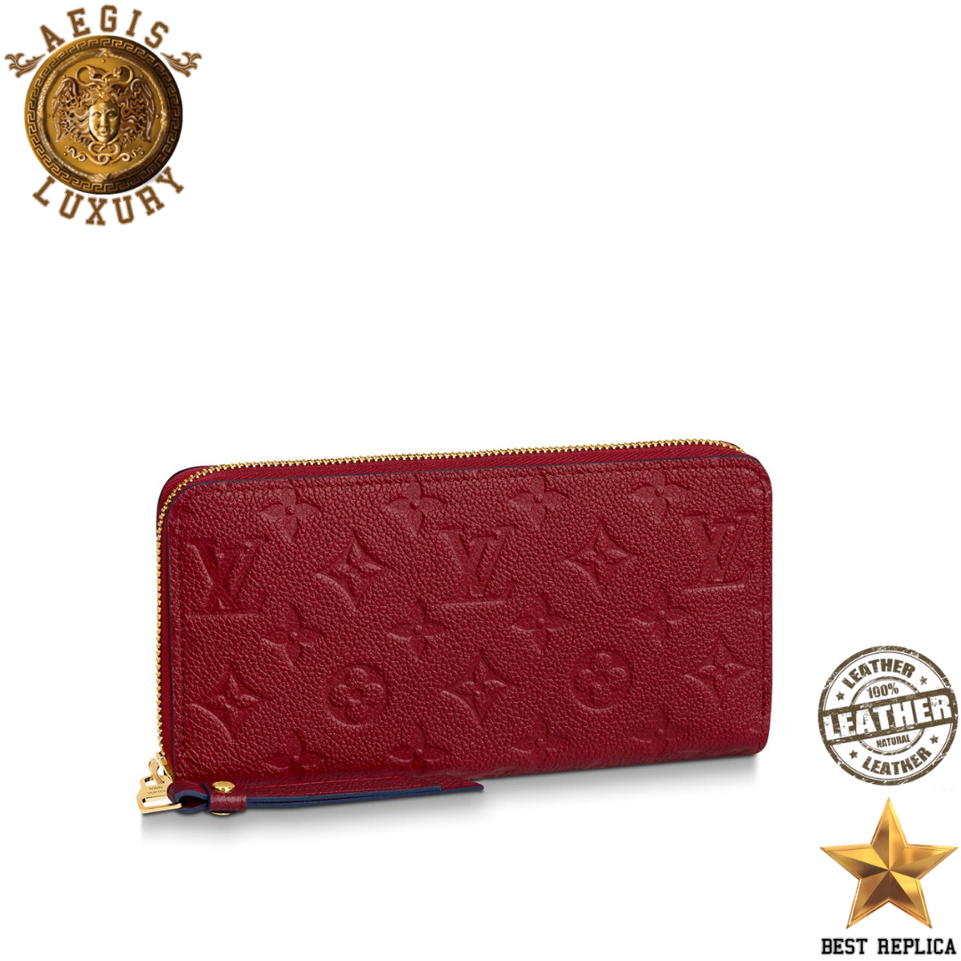 replica louis vuitton zippy wallet monogram empreinte leather red luxury designer wallet buvola