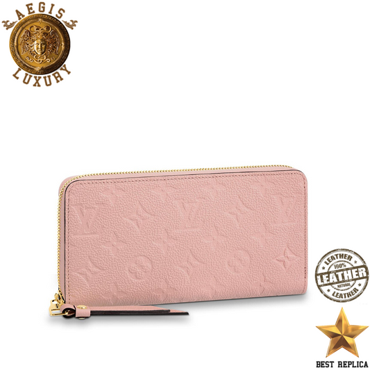 replica louis vuitton zippy wallet monogram empreinte leather rose poudre pink luxury designer wallet buvola
