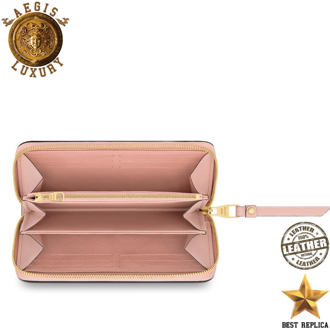 replica rose poudre pink monogram empreinte leather louis vuitton zippy wallet elegant premium accessory buvola